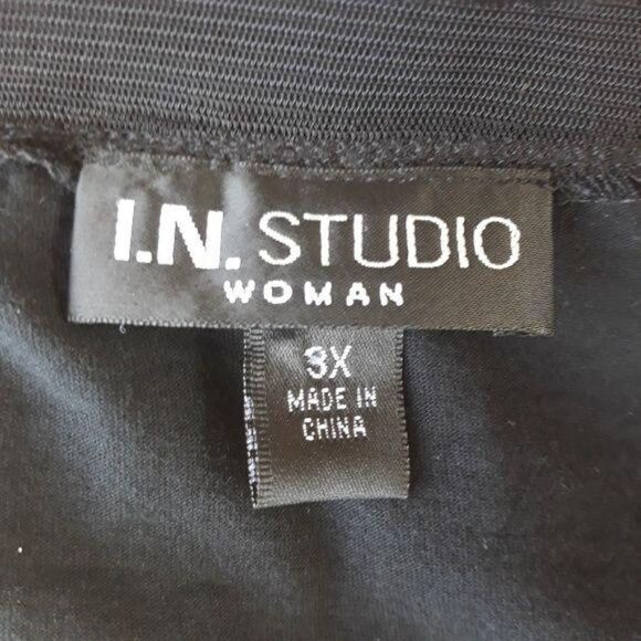 I.N. Studio Formal Netted Sequin Scoop Neck Sleeveless Blouse Black Sz 3X - Picture 2 of 8